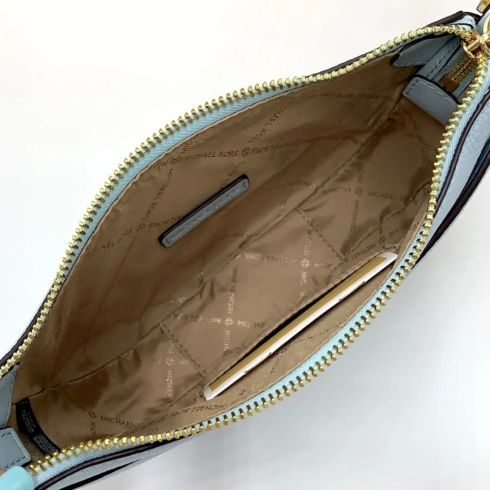 MICHAEL KORS Dover Small Half Moon Leather Crossbody Bag Vista Blue color